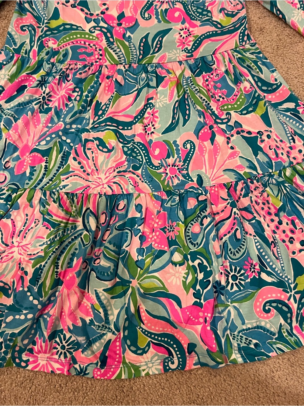 Lily Pulitzer 3/4 Sleeve Tropical Floral Print Geanna Swing Dress - Picture 3 of 10
